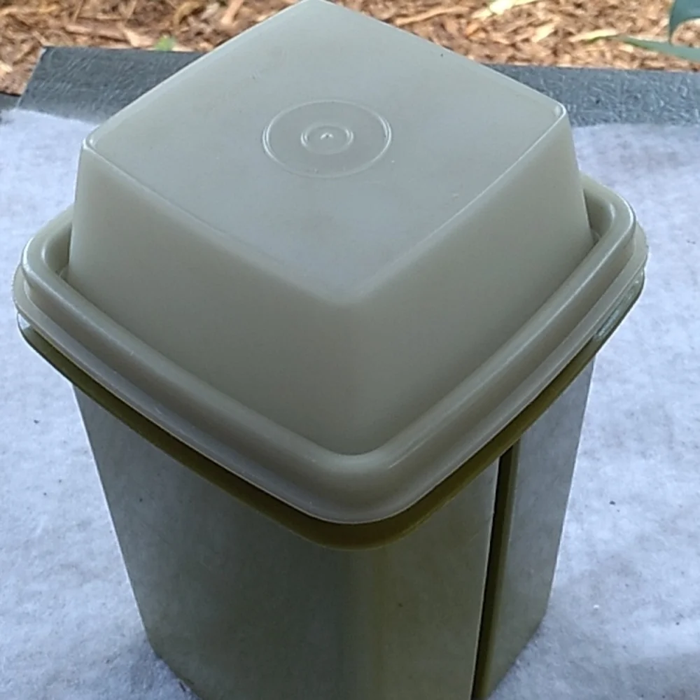 Vintage 1970s green Tupperware canister storage bowl
